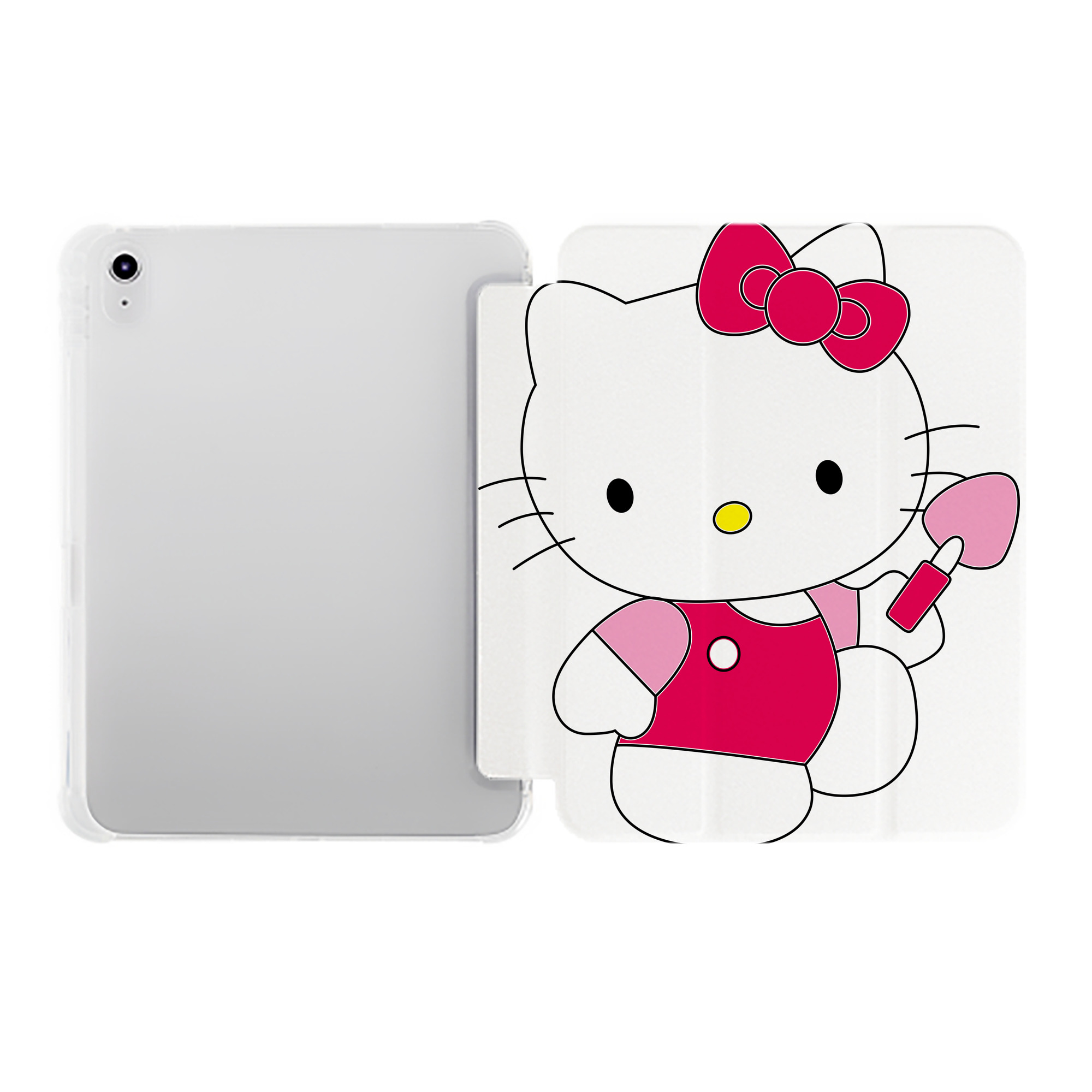 （画像用） Hello Kitty ハローキティ IPad ケース ペン収納付き 三つ折りスタンド PUレザー×シリコン 対応機種9.5/10.5/10.9インチ